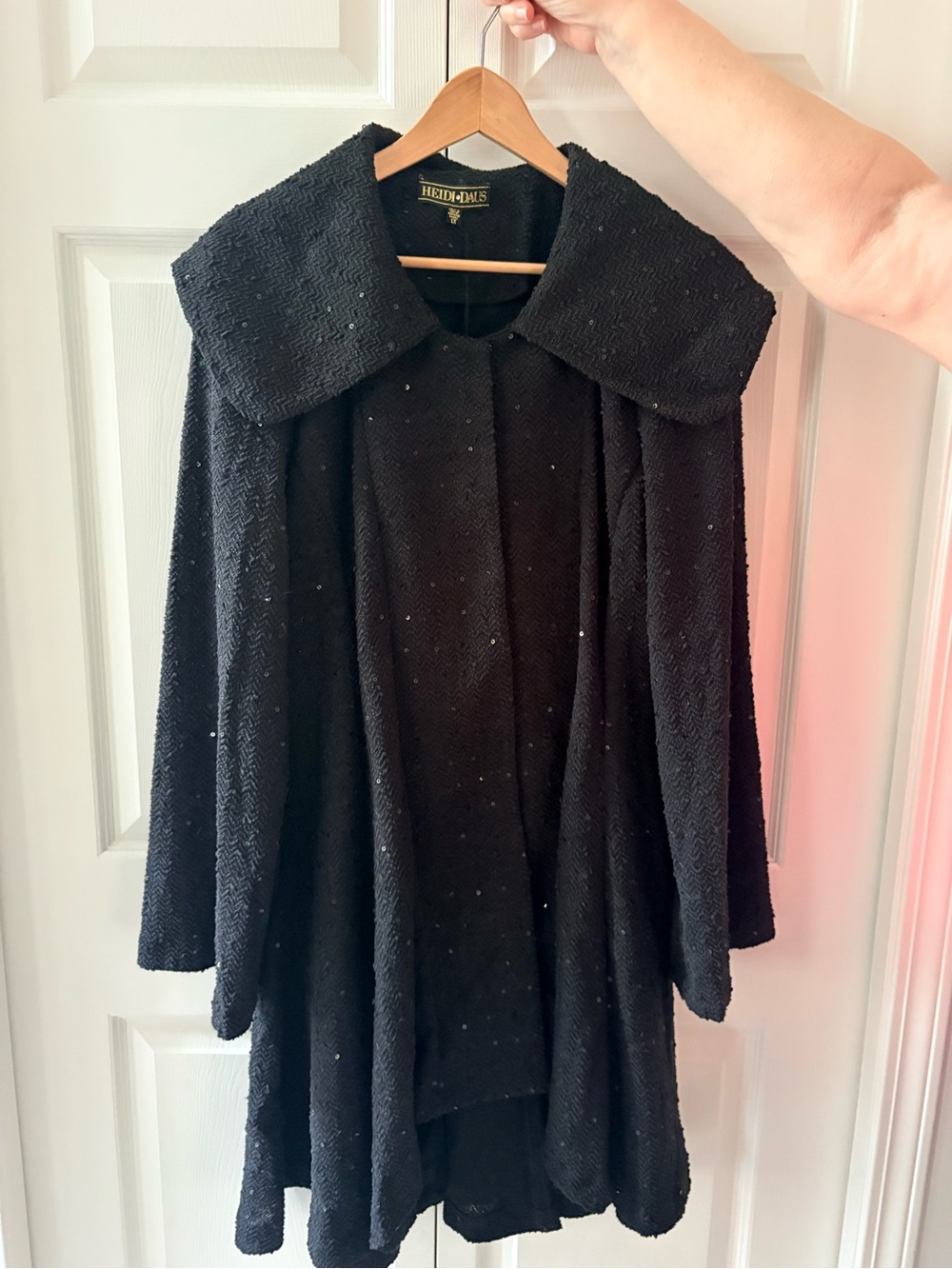 Heidi Daus Black Textured Sequin  Swing Coat